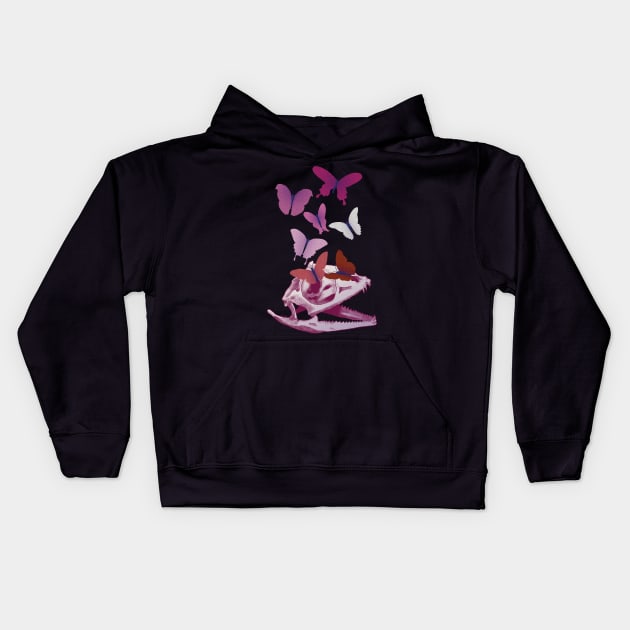 Lesbian Pride Skull Kids Hoodie by DustbunnyStudios